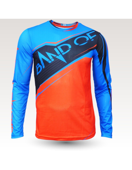 Maillot VTT bob ML, maillot VTT rando original à manches longues, maillot fibre technique, coupe fittee VTT, Black orange Blue