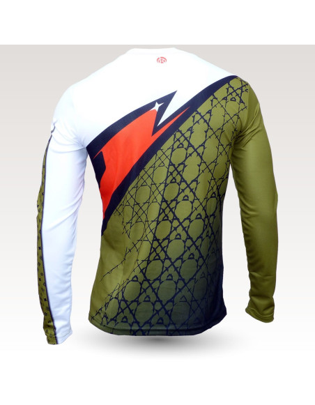 Cane jersey, long sleeve MTB Jersey, sublimated with zip and pocket, technical fabric jersey, confortable mtb jersey