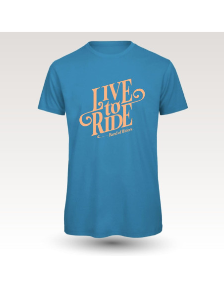 Tee-shirt coton VTT : Band of Riders  live to ride blue