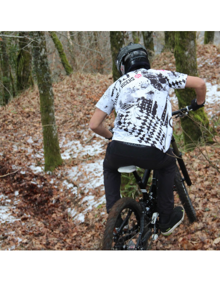 Maillot Band, maillot VTT rando original à manches courtes sublimé avec zip et poche, maillot fibre technique, coupe ultra confort VTT