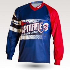 Maillot Spit Fire, maillot VTT enduro dh original à manches longues sublimé, maillot fibre technique bi-matière, coupe ample ultra confort adaptée au port des protections