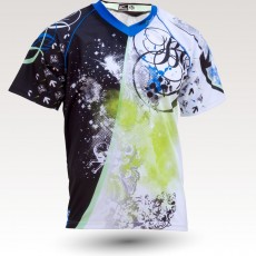 Maillot Boreale MC, maillot VTT enduro dh original à manches courtes sublimé, maillot fibre technique, coupe ample ultra confort adaptée au port des protections