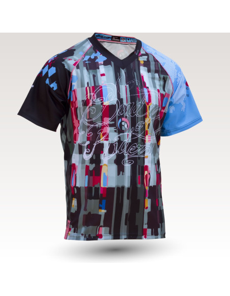 Maillot Psyché MC, maillot VTT enduro dh original à manches courtes sublimé, maillot fibre technique, coupe ample ultra confort adaptée au port des protections