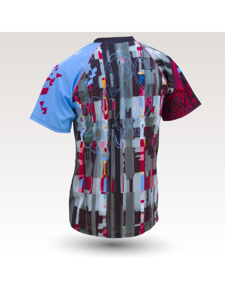 Maillot Psyché MC, maillot VTT enduro dh original à manches courtes sublimé, maillot fibre technique, coupe ample ultra confort adaptée au port des protections