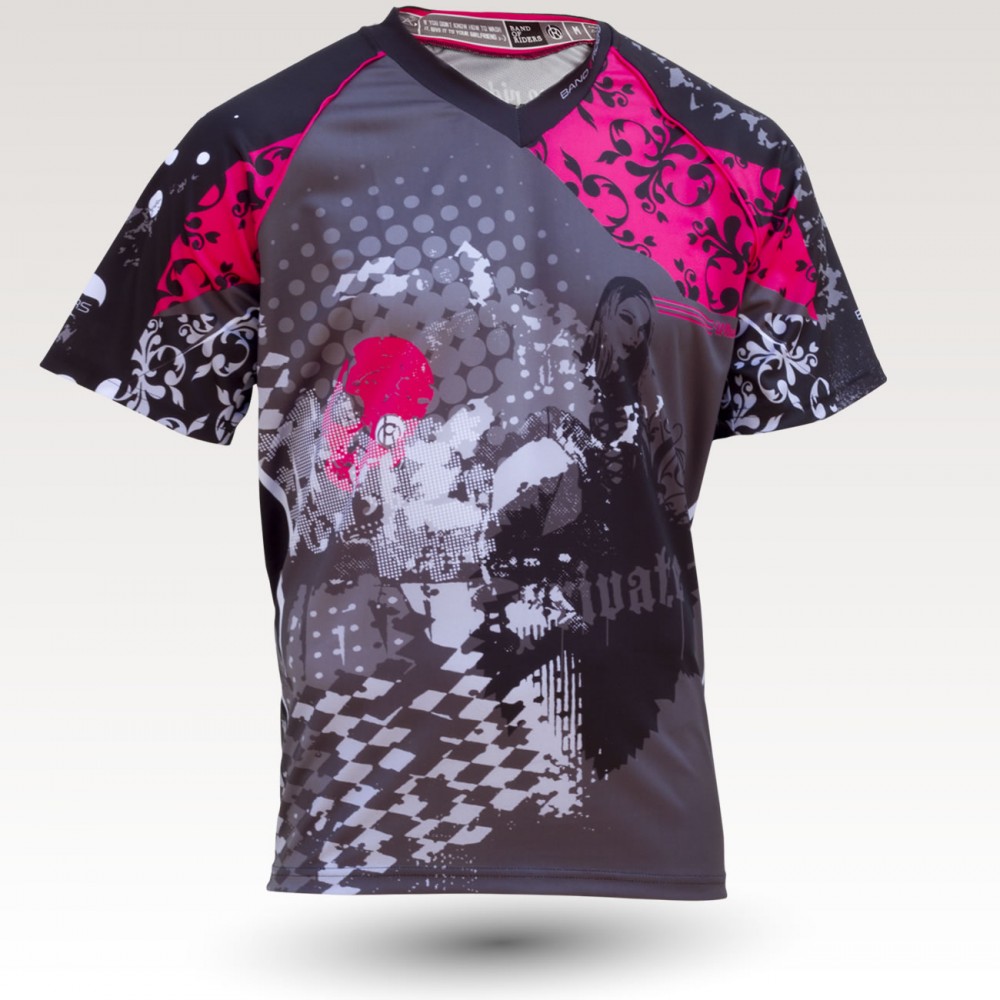 Maillot Trashy MC, maillot VTT enduro dh original à manches courtes sublimé, maillot fibre technique, coupe ample ultra confort adaptée au port des protections
