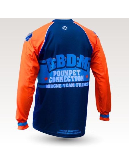 Maillot ABDM, maillot VTT enduro dh original à manches longues sublimé, maillot fibre technique bi-matière, coupe ample ultra confort adaptée au port des protections