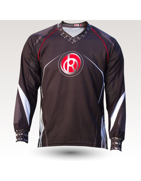 Maillot Dark side, maillot VTT enduro dh original à manches longues sublimé, maillot fibre technique bi-matière, coupe ample ultra confort adaptée au port des protections