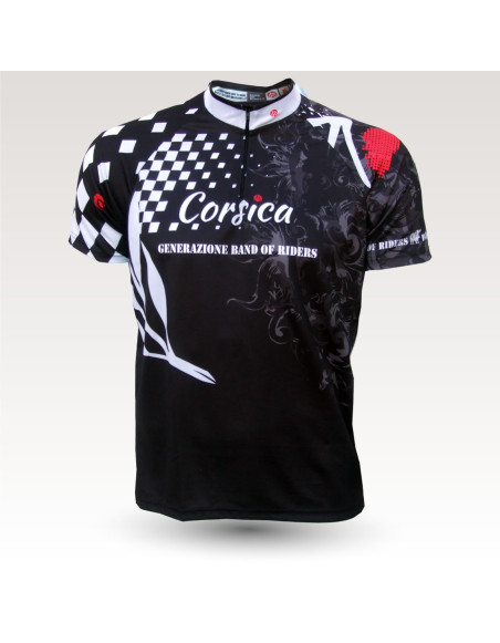 Maillot VTT corse, maillot VTT enduro dh original à manches courtes sublimé, maillot fibre technique, coupe ultra confort VTT