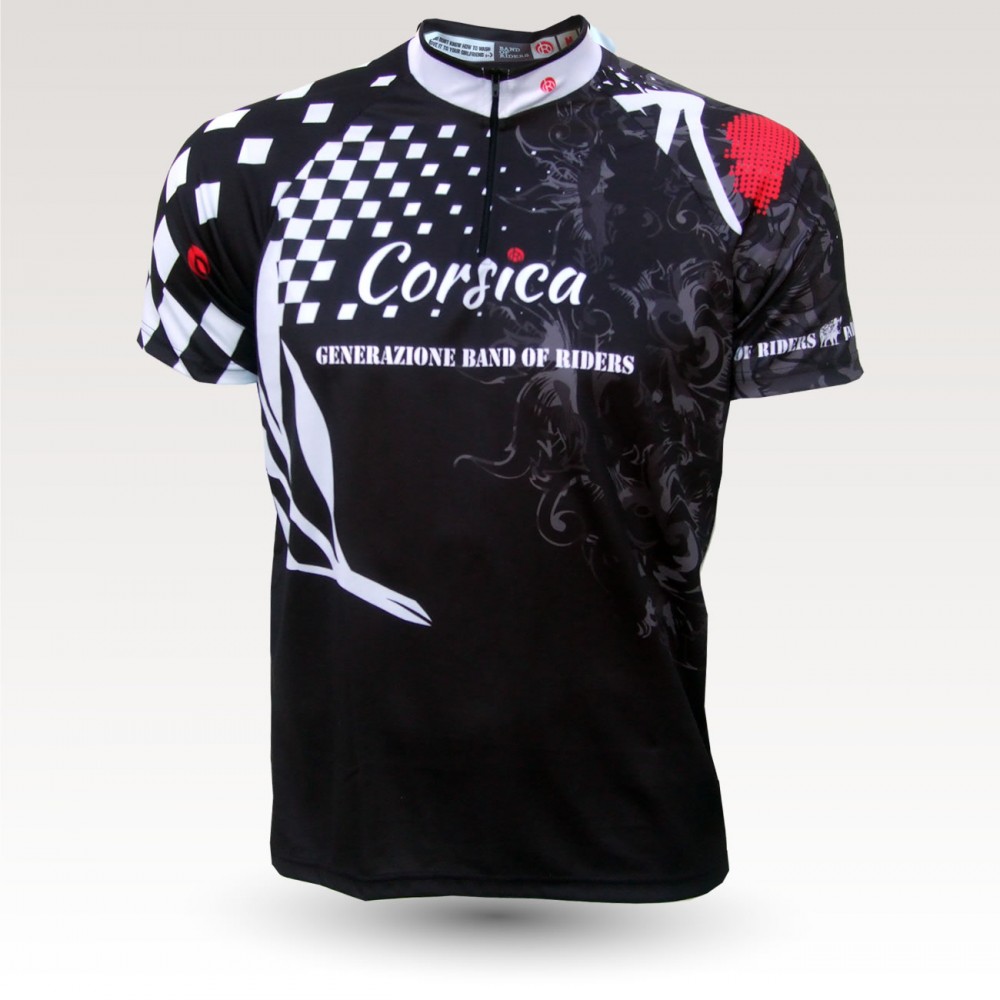 Maillot VTT corse, maillot VTT enduro dh original à manches courtes sublimé, maillot fibre technique, coupe ultra confort VTT