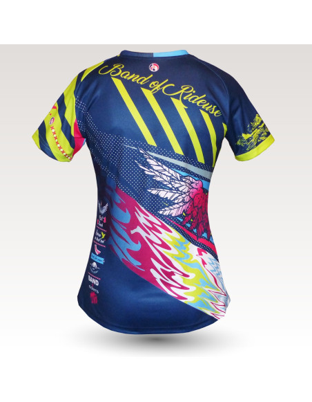 Maillot femme Birdy MC, maillot VTT femme original à manches courtes sublimé, maillot fibre technique, coupe ultra confort VTT