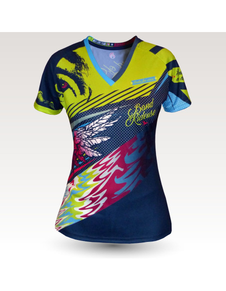 Maillot femme Birdy MC, maillot VTT femme original à manches courtes sublimé, maillot fibre technique, coupe ultra confort VTT