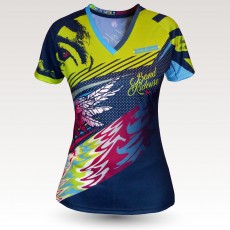 Maillot femme Birdy MC, maillot VTT femme original à manches courtes sublimé, maillot fibre technique, coupe ultra confort VTT