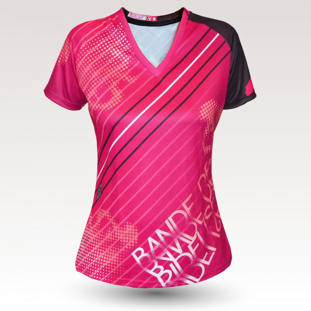 Maillot femme Birdy MC, maillot VTT femme original à manches courtes sublimé, maillot fibre technique, coupe ultra confort VTT