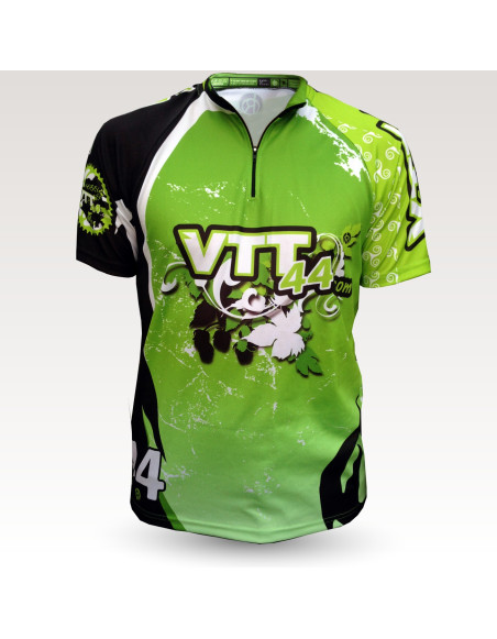Maillot all mountain MC vtt44 nantes, maillot VTT all mountain original à manches longues sublimé, maillot fibre technique bi-matière, coupe ample ultra confort adaptée au port des protections