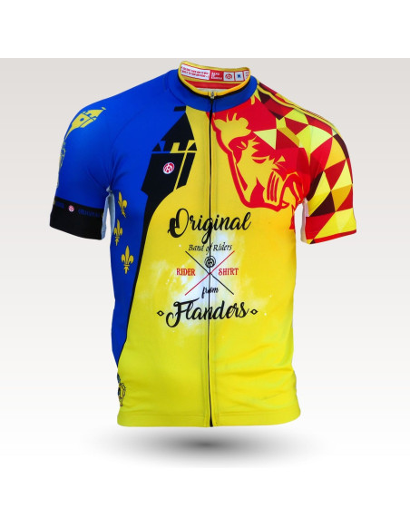 Maillot vélo de route flandres, nord, chti,, maillot velo original sublimé, maillot fibre technique, coupe ultra confort vélo
