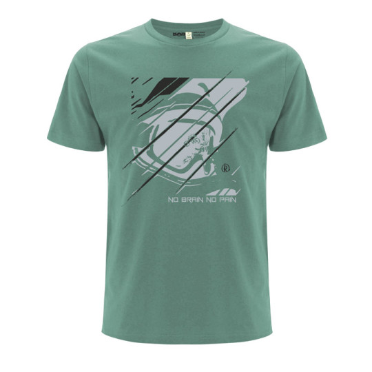 T-shirt NO BRAIN, couleur vert sage