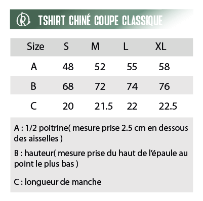 Mesures T-shirt chiné classique